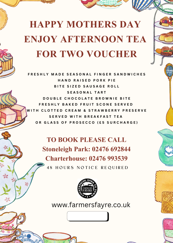 MOTHERS DAY Afternoon Tea for 2 Gift Card (POSTED)